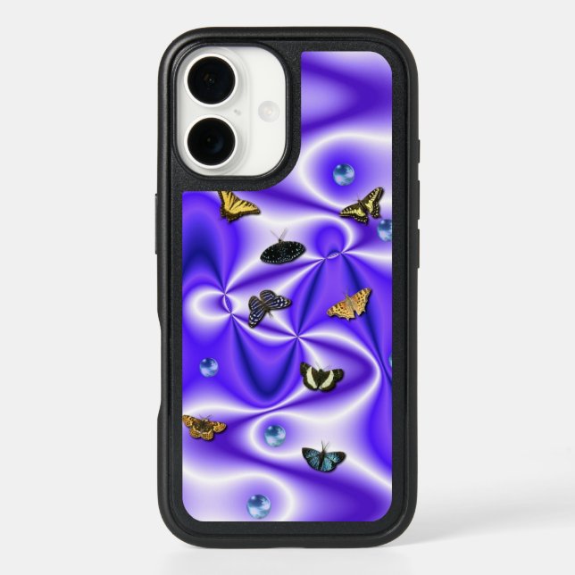 Butterfly and Pearls on purple Silk Otterbox iPhone Case (Back)