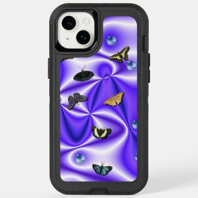 Butterfly and Pearls on purple Silk Otterbox iPhone Case (Back)