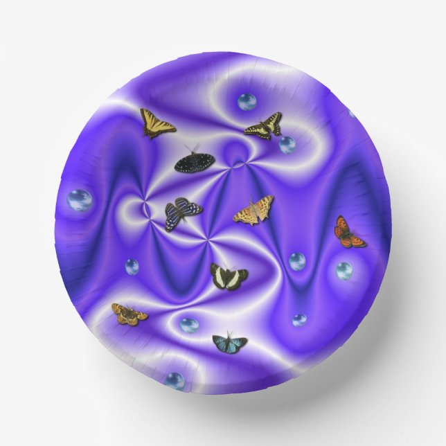 Butterfly and Pearls on purple Silk Paper Bowls (Front)