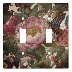 Butterfly and Peonies Colorful Design Light Switch Cover