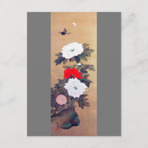Butterfly and Peony Flower, Watanabe Seitei Postcard