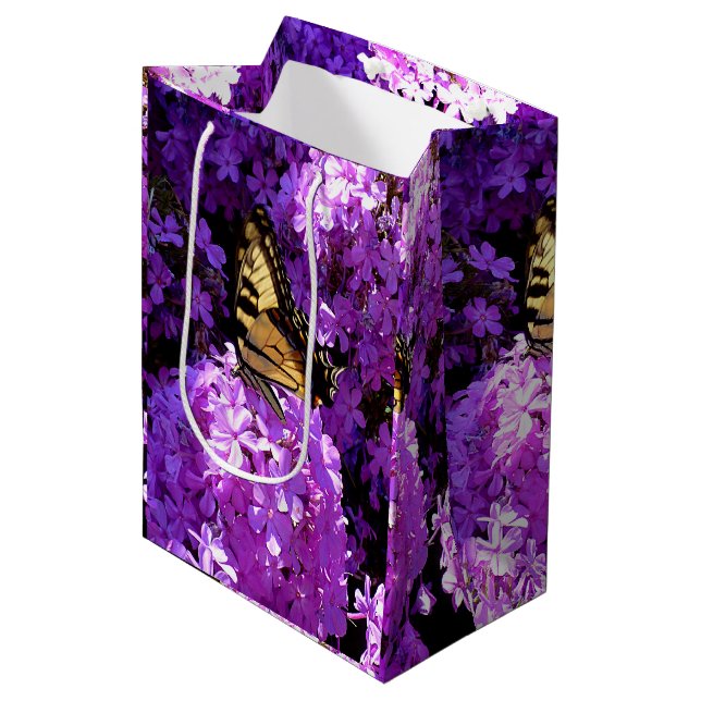 Butterfly and Phlox Medium Gift Bag (Front Angled)