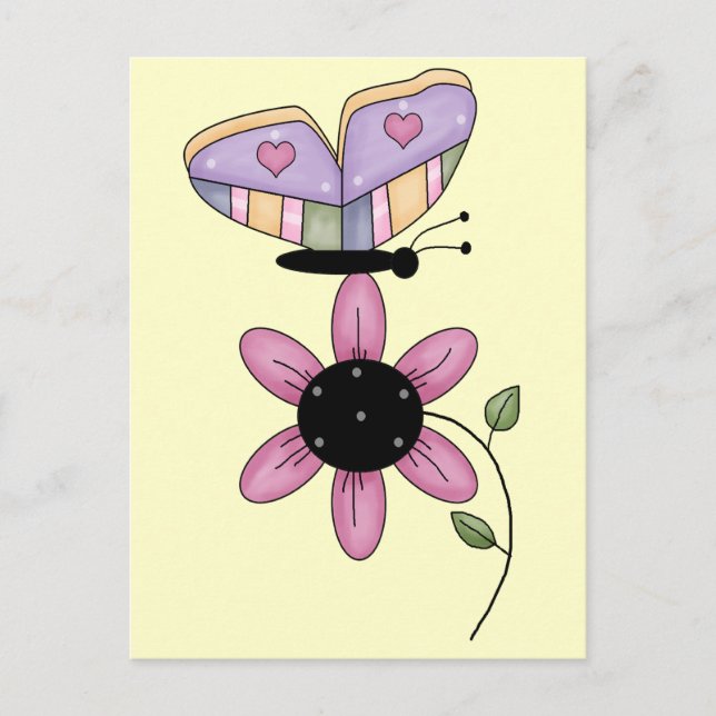 Butterfly And Pink Daisy Postcard (Front)