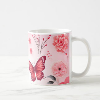 Butterfly and pink Floral Coffee Mug
