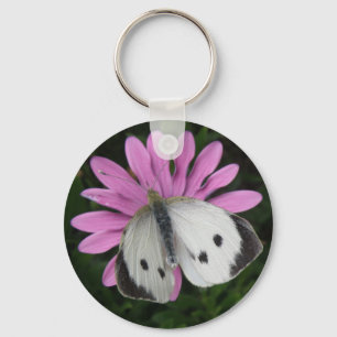 Butterfly and Pink Flower Keychain