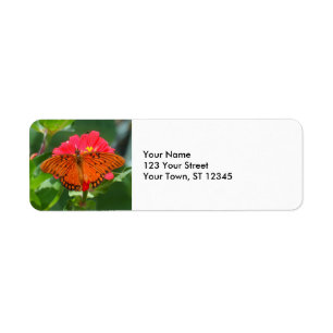 Butterfly and Pink Flower Label