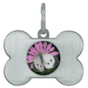 Butterfly and Pink Flower Pet Tag