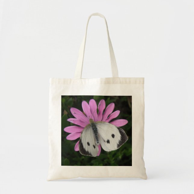 Butterfly and Pink Flower Tote Bag (Front)