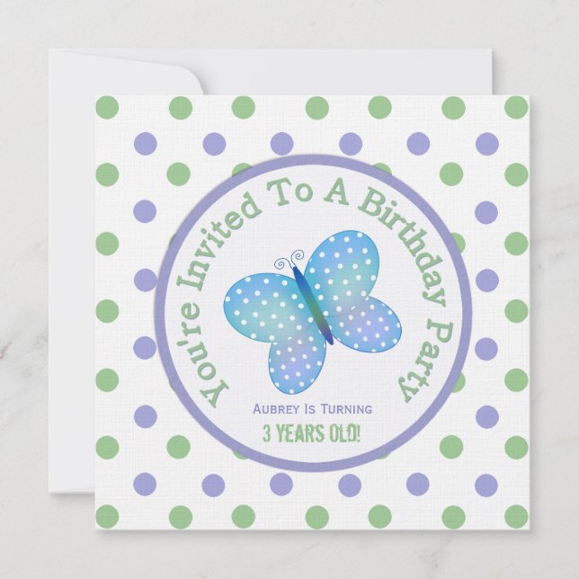 Butterfly And Polka Dot : Party Invitation (Front)