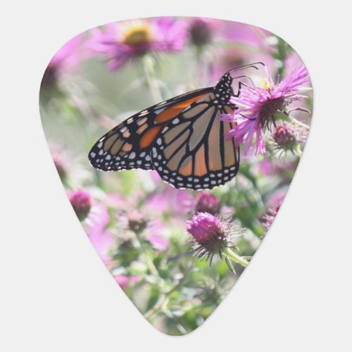 Butterfly and Purple Meadow Flowers Guitar Pick