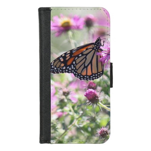 Butterfly and Purple Meadow Flowers iPhone 87 Wallet Case