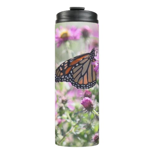 Butterfly and Purple Meadow Flowers Thermal Tumbler