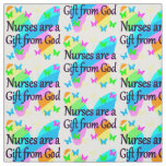 BUTTERFLY AND RAINBOW NURSES ARE A GIFT FROM GOD FABRIC