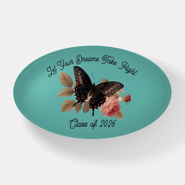 Butterfly And Rose Graduation Paperweight (Front)