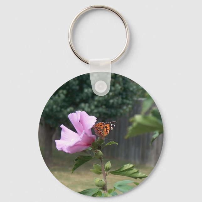 Butterfly and Rose of Sharon Keychain (Front)