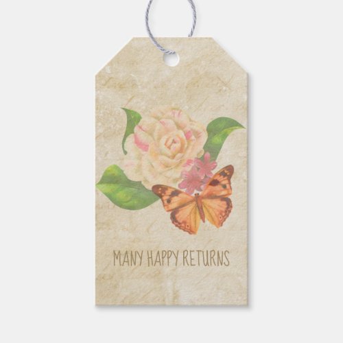 Butterfly and Rose Pastel Personalized Vintage Art Gift Tags