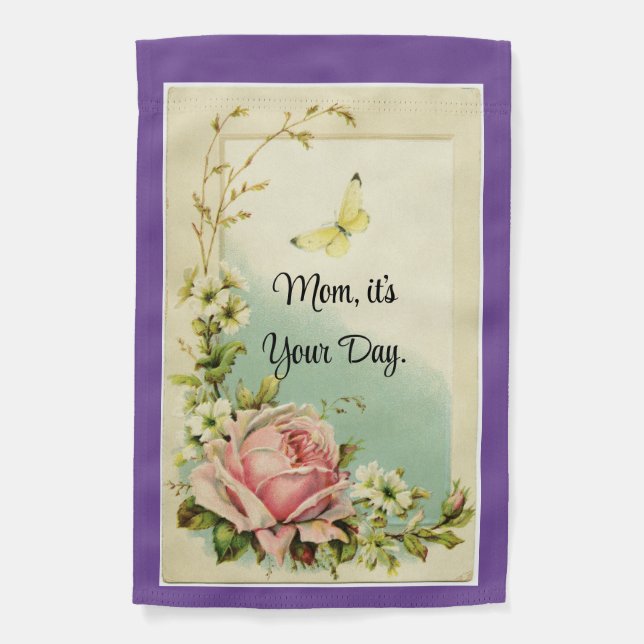 Butterfly And Rose Weatherproof  Garden Flag (Front)