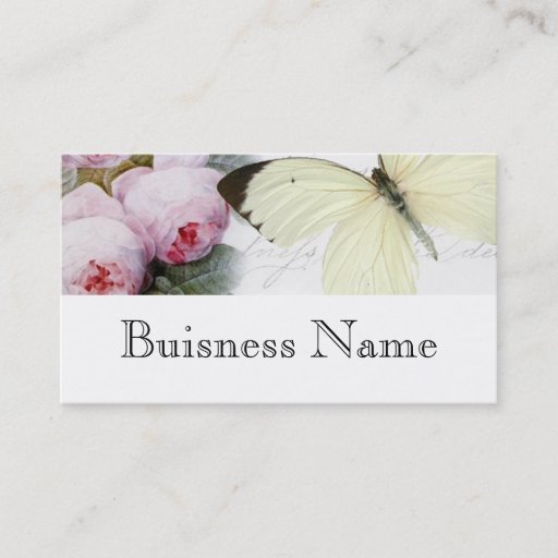 Customizable Butterfly and roses business card