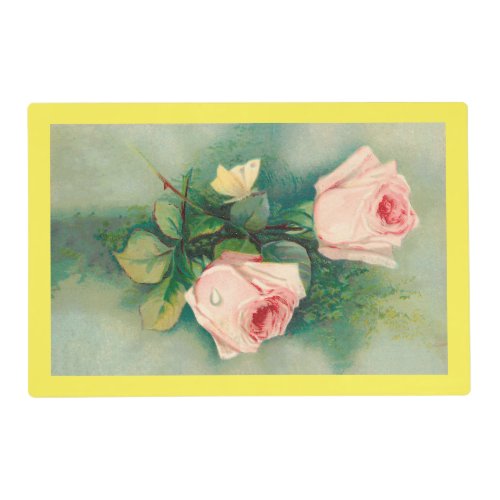  Butterfly And Roses Laminated Placemat