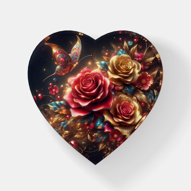 Butterfly and Roses Paperweight (Front)