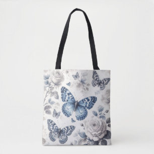 Butterfly and roses tote bag