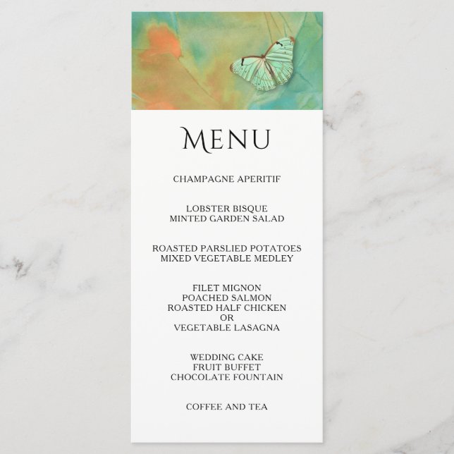 Butterfly and Southwest Colors Wedding Menu (Front)