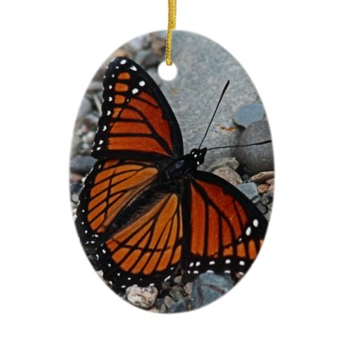 Butterfly and Stones Ceramic Ornament