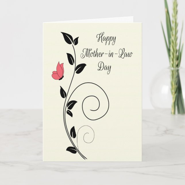 Butterfly and Swirls for Happy Mother-in-Law Day Card (Front)