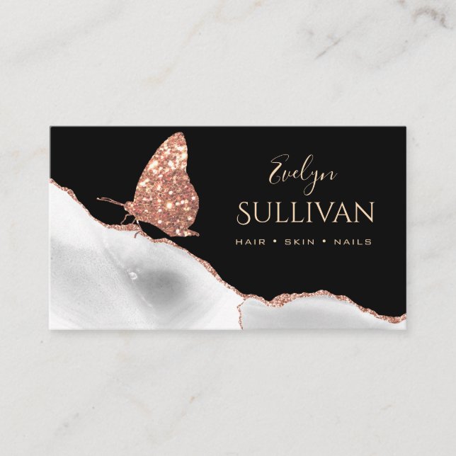 butterfly and white agate business card (Front)