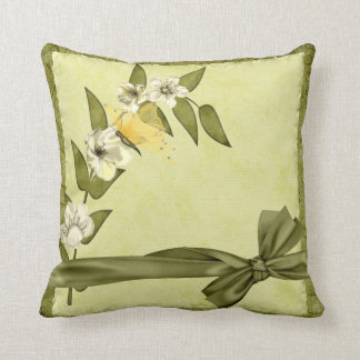 Butterfly and White Flowers Throw Pillow