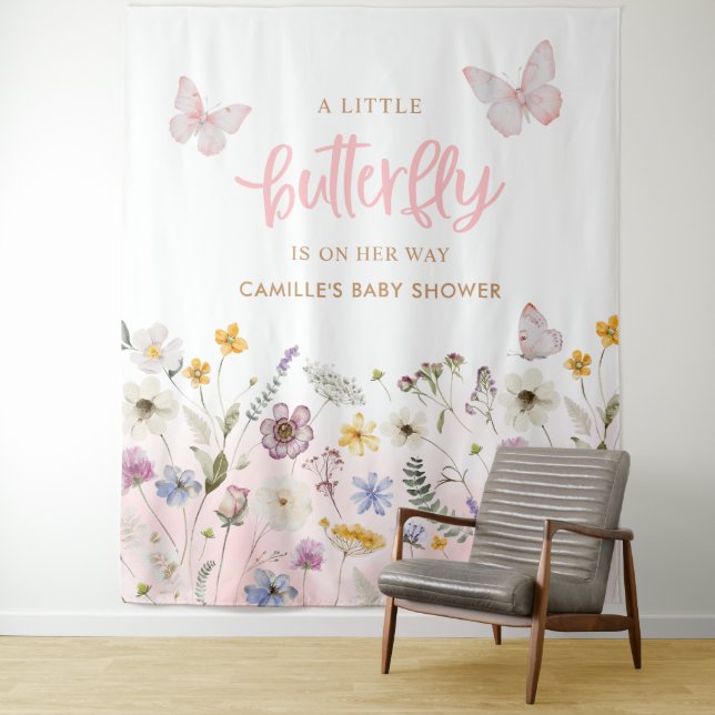 Butterfly and Wildflower Baby Shower Backdrop (In Situ)