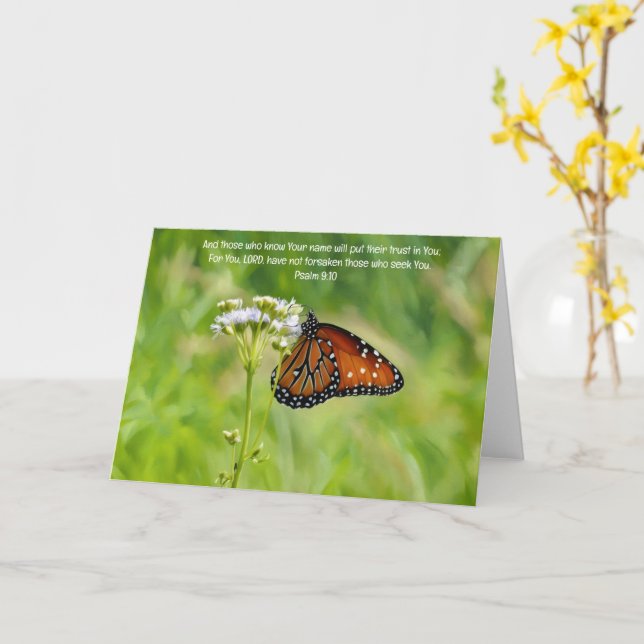 Butterfly and Wildflower Bible Verse Art Note Card (Yellow Flower)