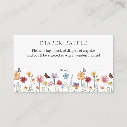 Butterfly and Wildflower Diaper Raffle Baby  Enclosure Card