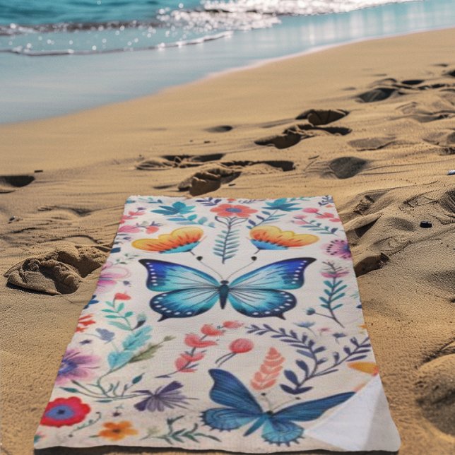 Butterfly and Wildflower Garden Beach Towel (Creator Uploaded)