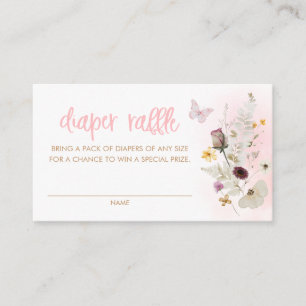 Butterfly and Wildflower Pink Diaper Raffle Ticket Enclosure Card