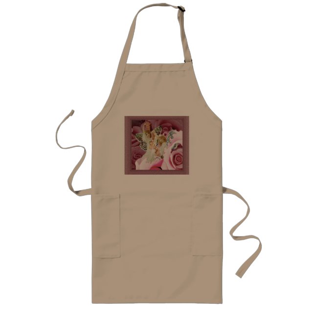 Butterfly Angels Making Wreaths Long Apron (Front)