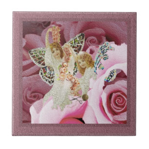 Butterfly Angels Making Wreaths Tile