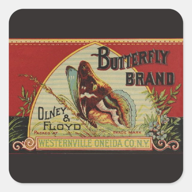Butterfly Antique Advertising Label (Front)