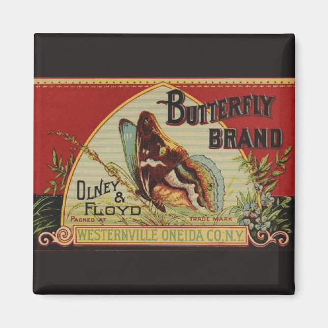 Butterfly Antique Advertising Label Magnet (Front)