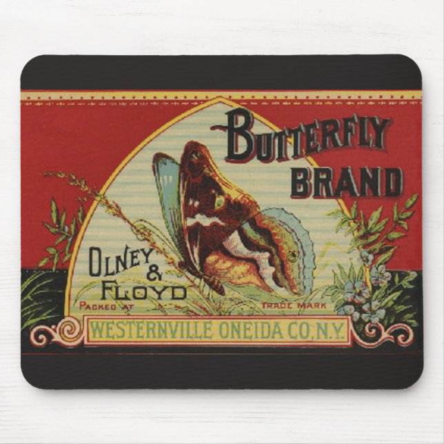 Butterfly Antique Advertising Label Mouse Pad (Front)