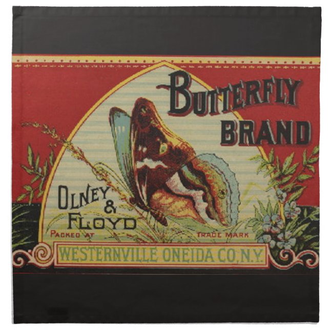 Butterfly Antique Advertising Label Napkin (Front)