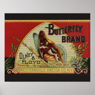 Butterfly Antique Advertising Label Poster
