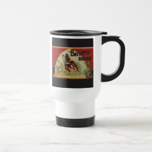 Butterfly Antique Advertising Label Travel Mug