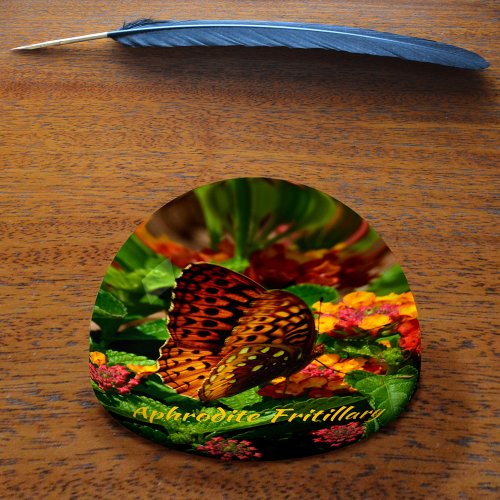 Butterfly Aphrodite Fritillary Lantana Flowers Paperweight