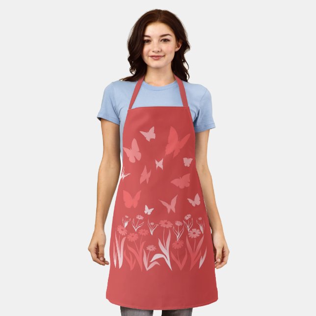 Butterfly Aprons Pink Butterfy Art Aprons & Gifts (Worn)