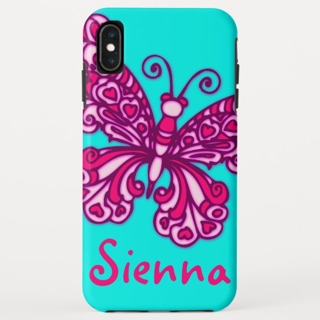 Butterfly aqua pink whimiscal graphic Case-Mate iPhone case (Back)