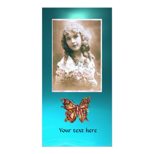 BUTTERFLY AQUAMARINE red blue Card