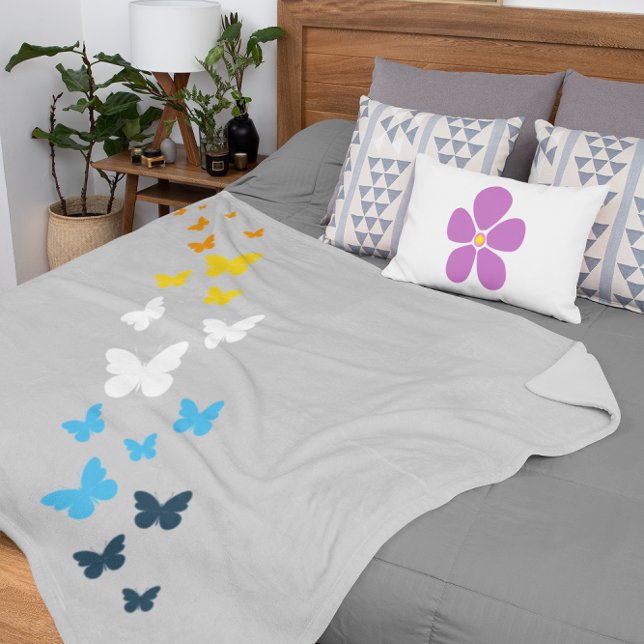 Butterfly AroAce Pride - AroAce Flag Colors Sherpa Blanket (Creator Uploaded)