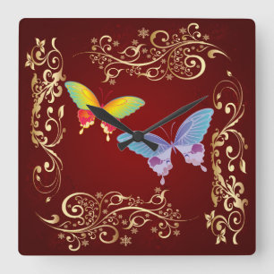 Butterfly Art 1 Wall Clocks & Numeral Options