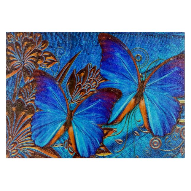 Butterfly Art 35 Decorative Glass Cutting Board (Front)
